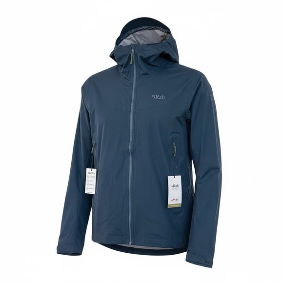 RAB KINETIC 2.0 WATERPROOF JACKET Mens Size XL Hooded Zip Pockets Coat - Picture 1 of 14